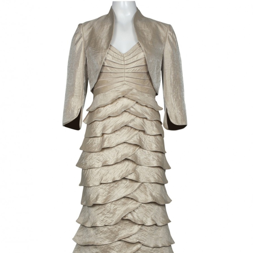 Adrianna Papell Satin Long Dress and Bolero